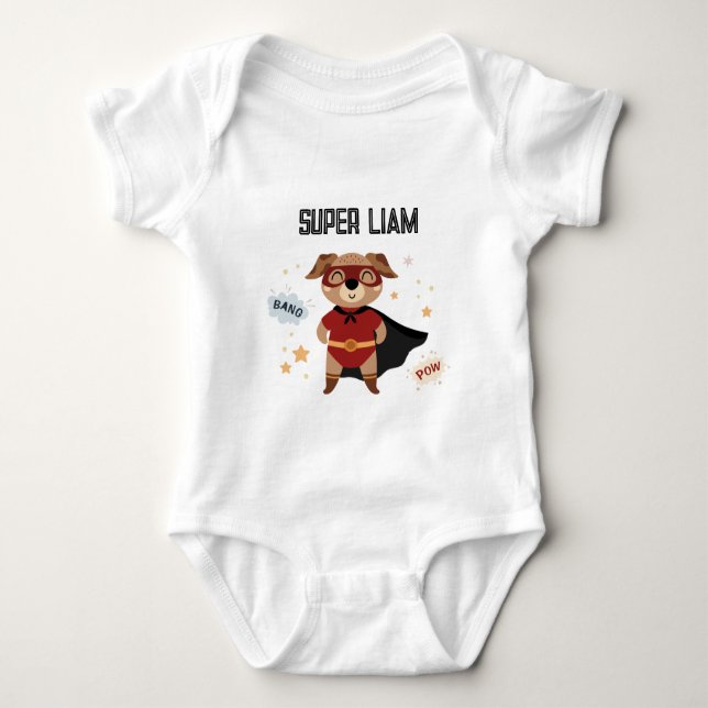 Superhero Dog Baby Toddler T-shirt Baby Bodysuit (Front)