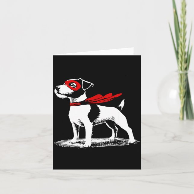 Superhero Dog Cape Illustration Funny Loyal Pet He Card (Front)