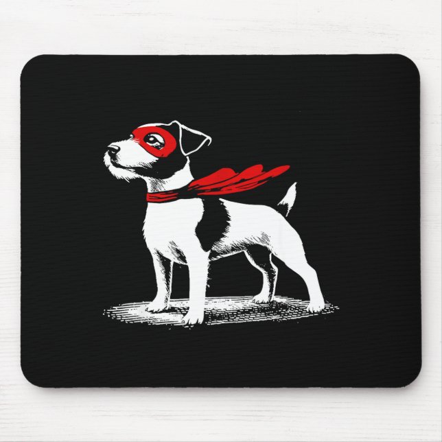 Superhero Dog Cape Illustration Funny Loyal Pet He Mouse Pad (Front)