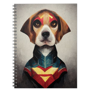 Superhero Dog Portrait Beagle Notebook