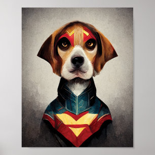 Superhero Dog Portrait Beagle Poster