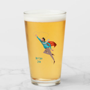 Superhero fathers day frosted glass beer mug