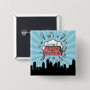 Superhero Friend Comic Valentine Button