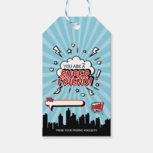 Superhero Friend Comic Valentine Gift Tag