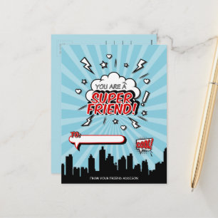 Superhero Friend Comic Valentine Postcard