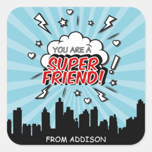 Superhero Friend Comic Valentine Stickers