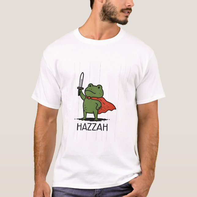 Superhero Frog Hazzah Cartoon Art T-Shirt (Front)