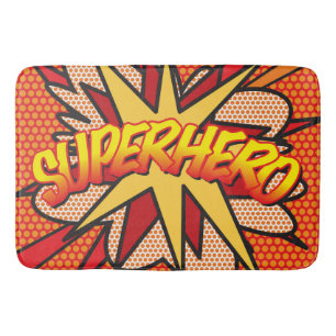 SUPERHERO Fun Retro Comic Book Pop Art Bath Mat