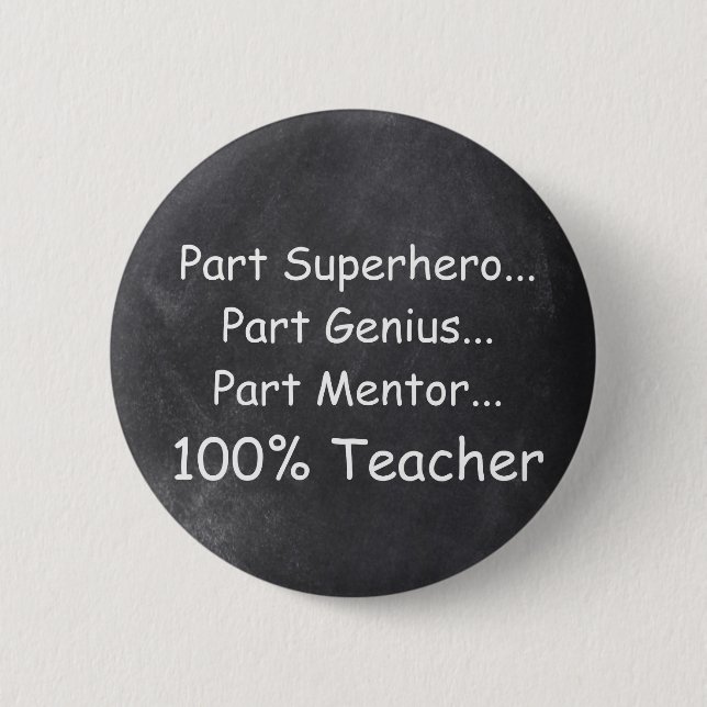 Superhero Genius Mentor Teacher Chalkboard Design 6 Cm Round Badge (Front)