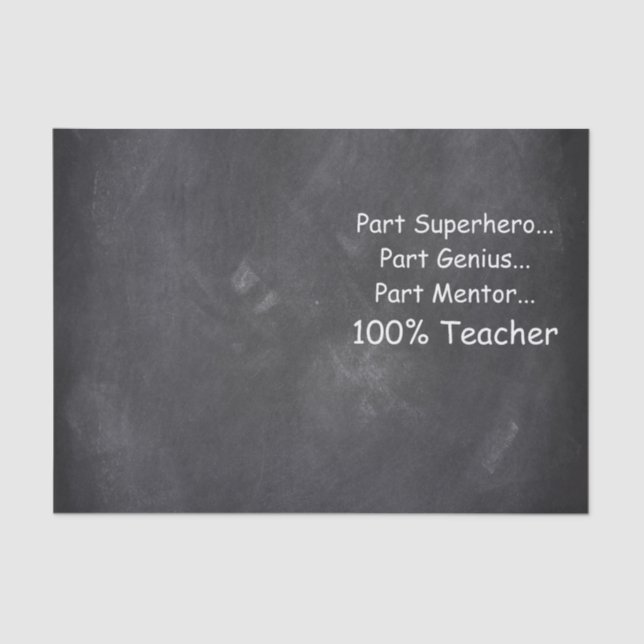 Superhero Genius Mentor Teacher Chalkboard Design Tissue Paper (Front)