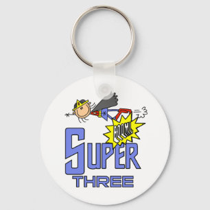 Superhero Girl 3rd Birthday Tshirts and Gifts Key Ring