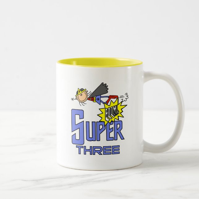 Superhero Girl 3rd Birthday Tshirts and Gifts Two-Tone Coffee Mug (Right)