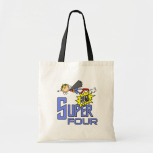 Superhero Girl 4th Birthday Tshirts and Gifts Tote Bag