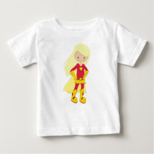 Superhero Girl, Blonde Hair, Hero, Red Costume Baby T-Shirt