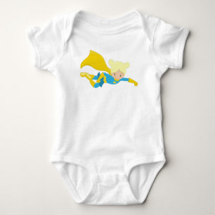 Superhero Girl, Blonde Hair, Hero, Yellow Cape Baby Bodysuit