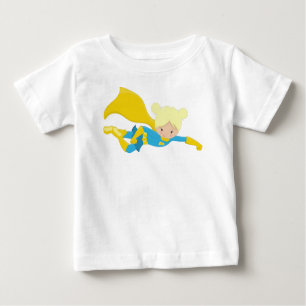 Superhero Girl, Blonde Hair, Hero, Yellow Cape Baby T-Shirt