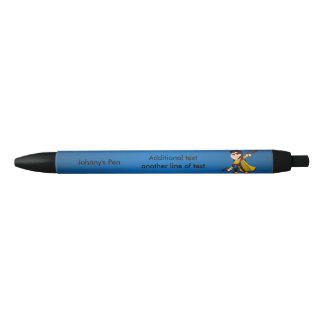 Superhero girl cartoon black ink pen