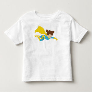 Superhero Girl, Cute Girl, Brown Hair, Yellow Cape Toddler T-Shirt
