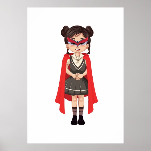 Superhero Girl Digital Poster | Printable Hero Art (Front)