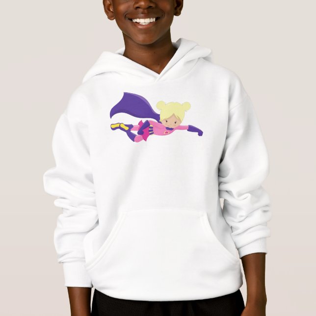 Superhero Girl, Hero, Blonde Hair, Purple Cape (Front)