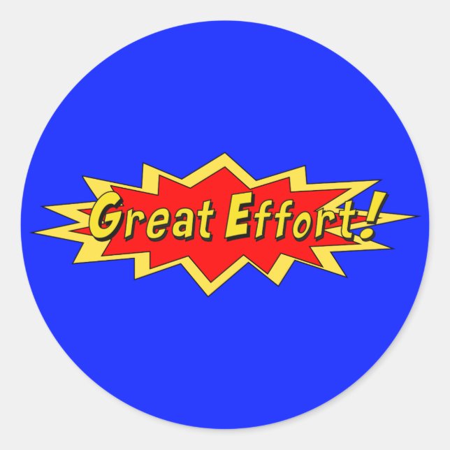 Superhero Great Effort Teacher Reward Classic Round Sticker (Front)