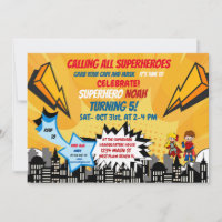 Superhero Halloween Cartoon Comic Invitation