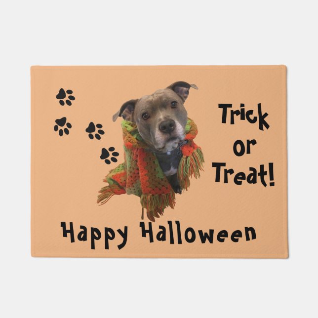 Superhero Halloween Pitbull Door Mat (Front)