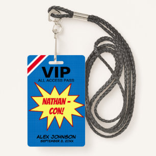 Superhero Hero Con VIP Pass Party Favour ID Badge