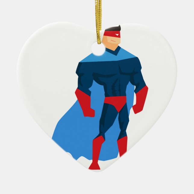Superhero in Action Ceramic Tree Decoration (Front)