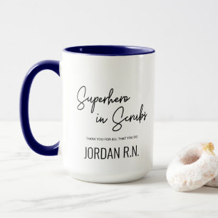 Superhero in Scrubs Personalised Thank you Nurse Mug