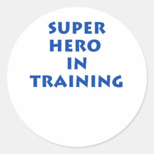 Superhero in training classic round sticker