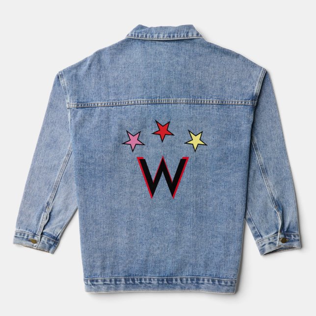 Superhero Initial Star Personalise Denim Jacket (Back)