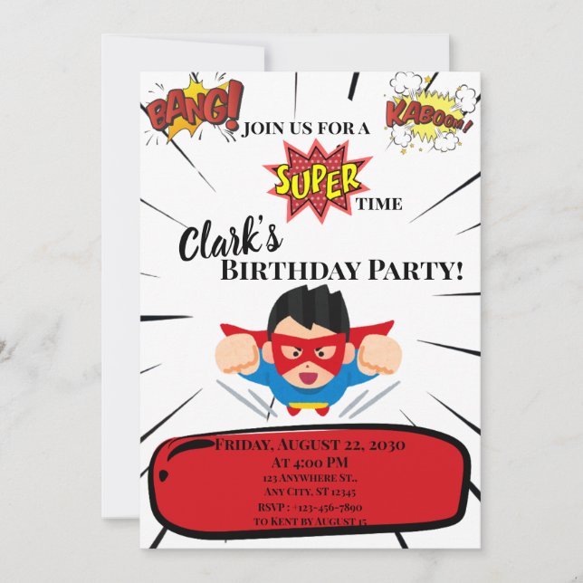 Superhero Invitation (Front)