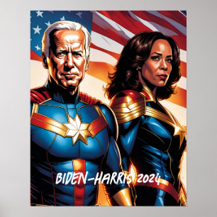 Superhero Joe Biden and Kamala Harris Poster