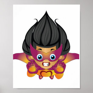Superhero Kid Flying Digital Art Printable Art Poster