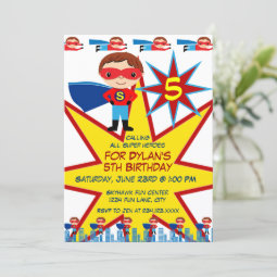 Superhero Kids Boys Birthday Party Invitations | Zazzle