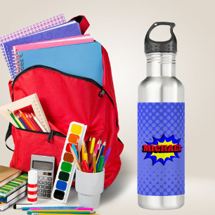 Superhero Kids Comic Book Personalised Name 710 Ml Water Bottle