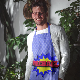 Superhero Kids Comic Book Personalised Name Apron
