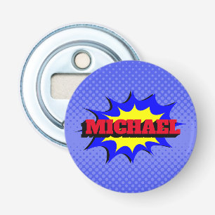Superhero Kids Comic Book Personalised Name Bottle Opener