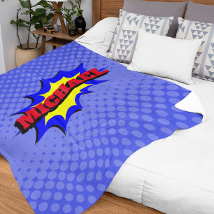 Superhero Kids Comic Book Personalised Name Sherpa Blanket