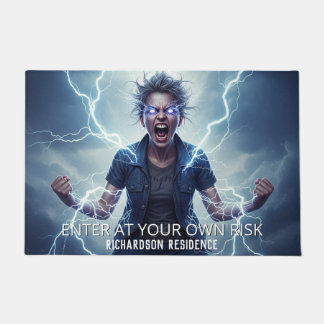 Superhero Lightning Energy Woman Doormat
