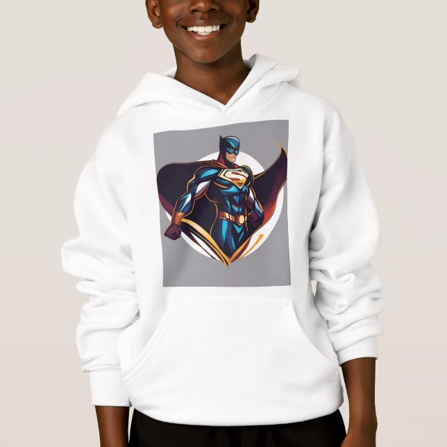 Superhero Logo Kids Pullover Hoodie (Front)