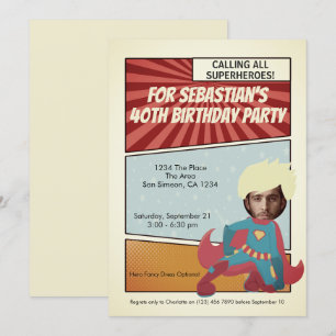 Superhero Old Comic Birthday Party (blonde) Invitation