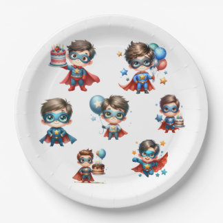 Superhero Paper Plate Boy Birthday Party Tableware