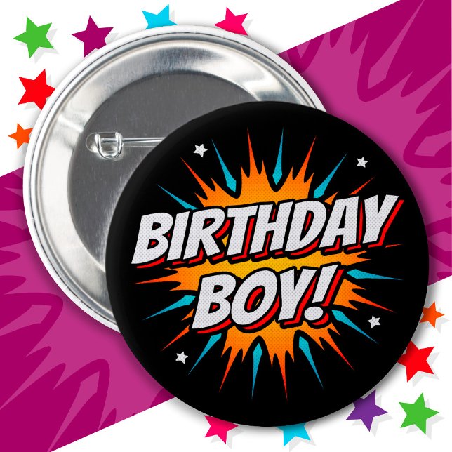 Superhero Party Comic Book Hero Birthday Boy 6 Cm Round Badge (Creator Uploaded)