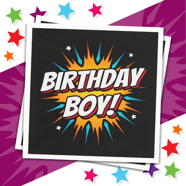 Superhero Party Comic Book Hero Birthday Boy Napkin (Creator Uploaded)