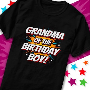 Superhero Party Comics Grandma of Birthday Boy T-Shirt