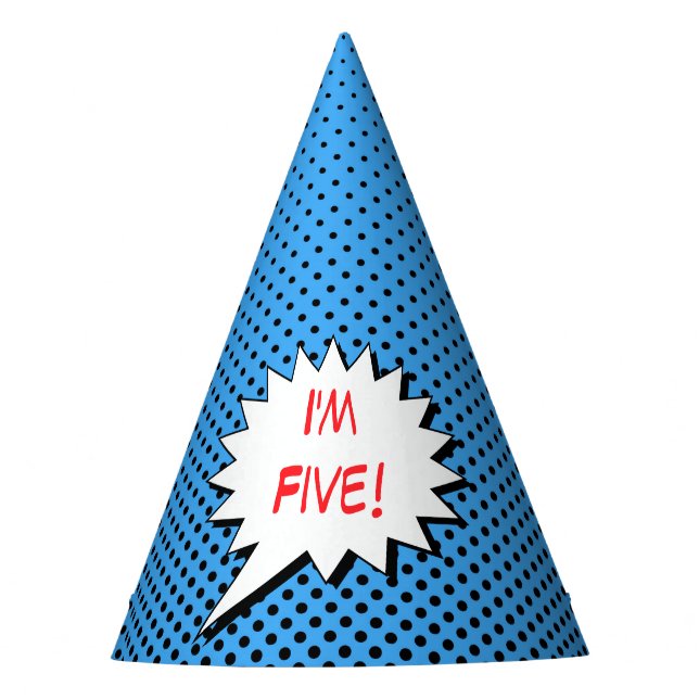Superhero Party Hat - Blue Black Dot Custom (Front)
