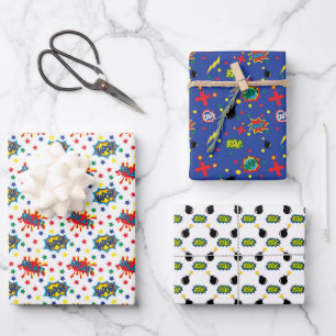 Superhero Pattern Wrapping Paper Sheet
