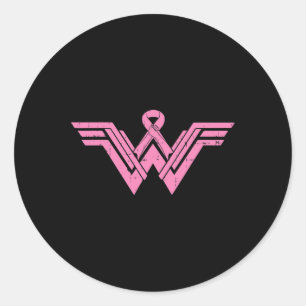 Superhero Pink Ribbon Breast Cancer Awareness Mum Classic Round Sticker